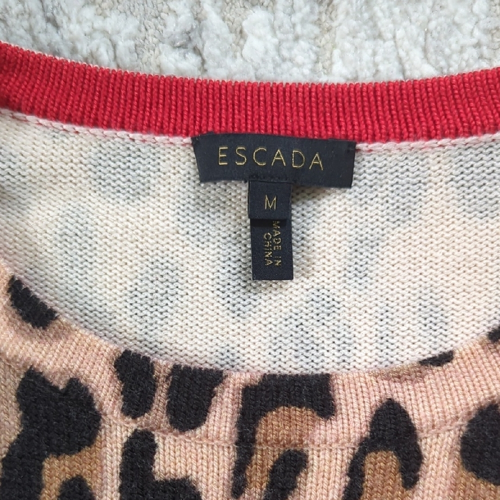 Escada Leopard Print Sweater Size Medium - Picture 4 of 5